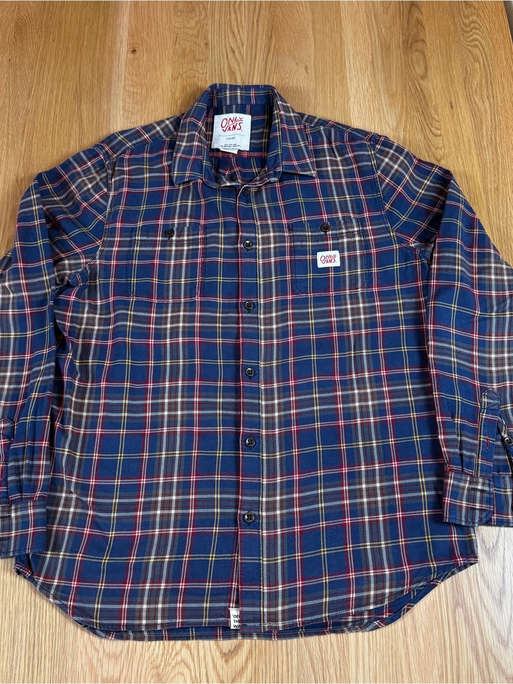 Only NY x Vans Navy Plaid Button-Down Shirt with Red Accent Colab